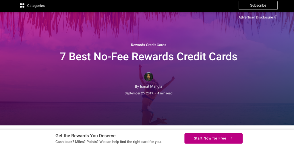 7 best no-fee rewards credit cards blog post from Experian