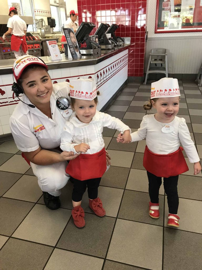 Toddler workers with real In-N-Out employee